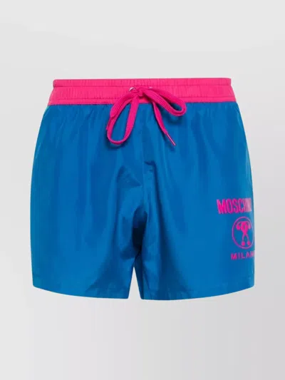 Moschino Beachwear Patch Pocket And Pockets In Blue
