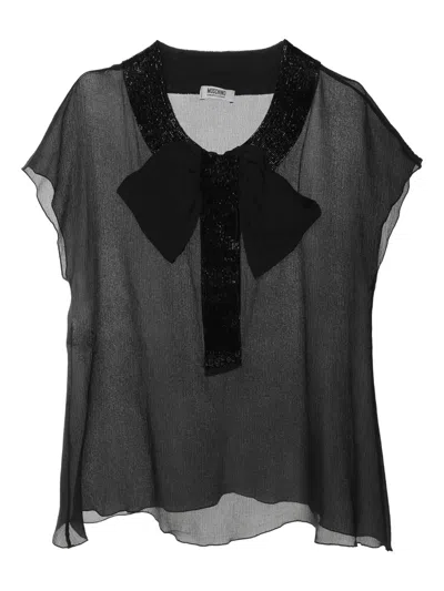 Pre-owned Moschino Bead-collar Sheer Blouse