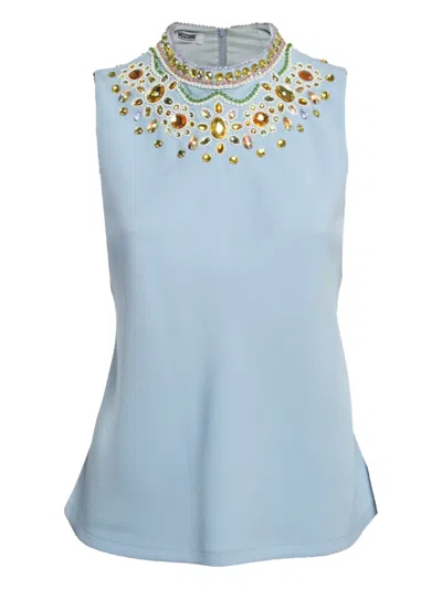Pre-owned Moschino Beaded-neck Blouse