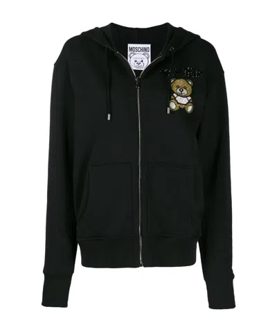 Moschino Beaded Teddy Bear Casual Jacket In Black