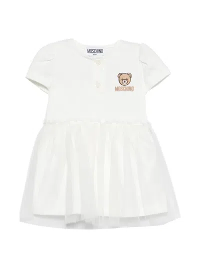 Moschino Bear Appliqué Baby Dress In White
