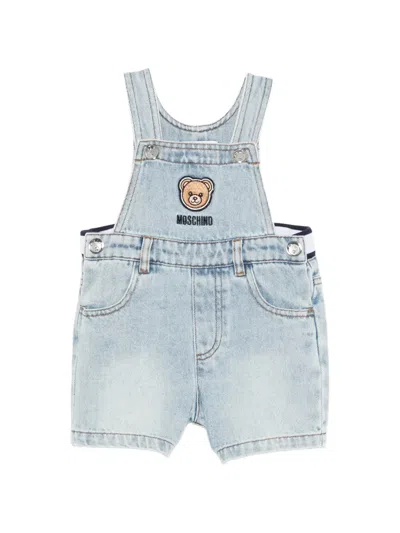 Moschino Babies' Bear Appliqué Dungarees In Blue
