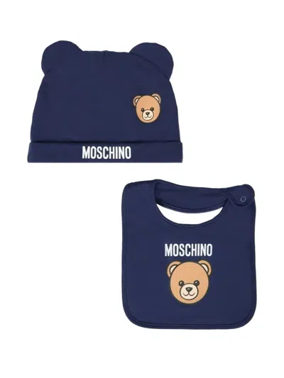 Moschino Babies' 小熊贴花耳朵造型婴儿装 In Blue