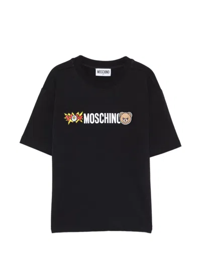 Moschino Kids' Bear-appliqué T-shirt In Black