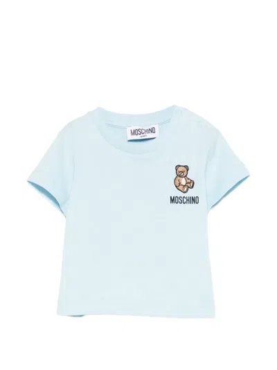 Moschino Babies' Bear Appliqué T-shirt In Blue