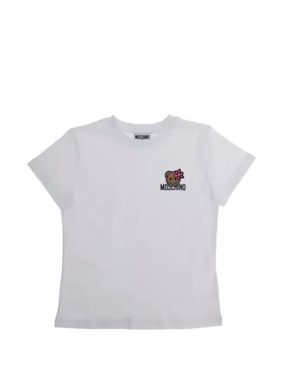 Moschino Kids' Bear Appliqué T-shirt In White