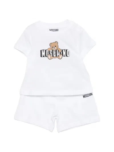 Moschino Bear Babygrow Set In White