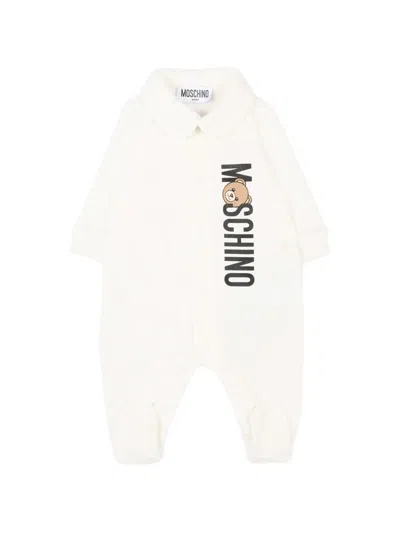 Moschino Bear Cotton Babygrow In Neutral
