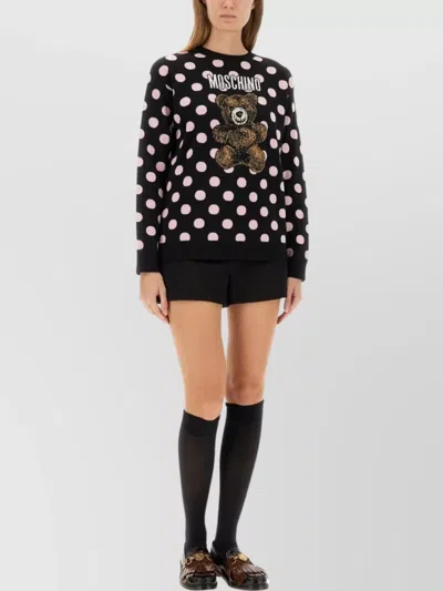 Moschino Bear Design Knitwear Polka Dots In Black