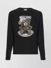 Moschino Bear Embroidered Crewneck Sweater In Black