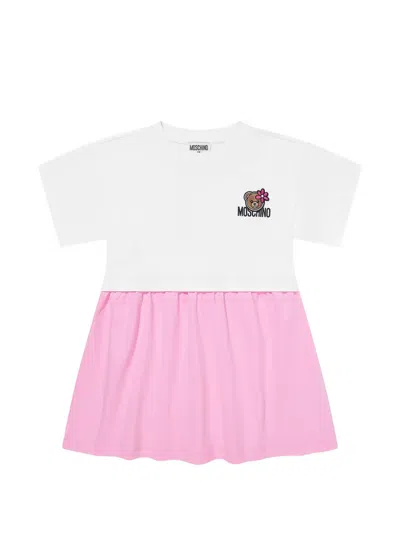 Moschino Kids' Bear-embroidered Dress In White