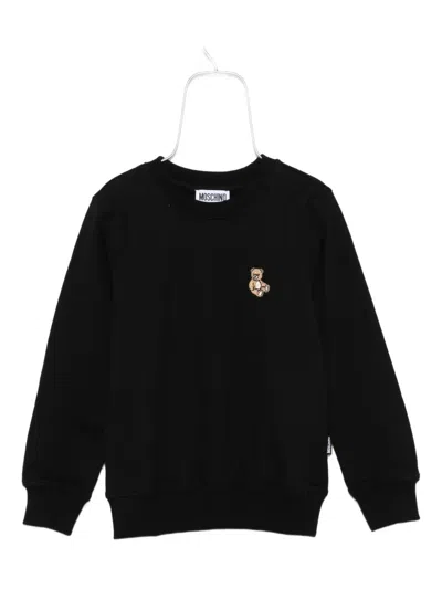 Moschino Kids' Bear-embroidered Sweatshirt In Black