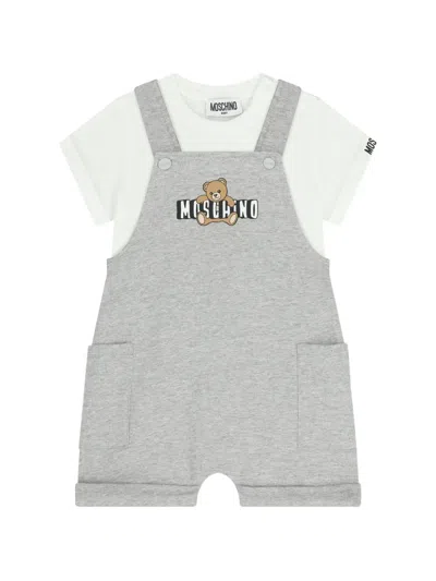 Moschino Bear Graphic Babywear In Gray