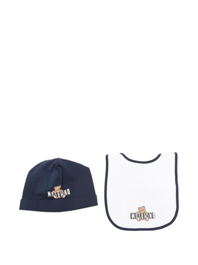 Moschino Babies' Bear Graphic Cap (set Of Two) In Black