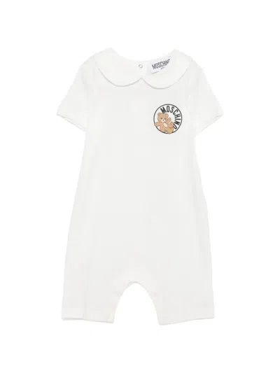 Moschino Babies' Bear Graphic Collar Romper In White