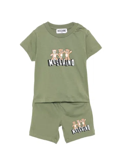 Moschino Babies' Bear-graphic Shorts Set In Green