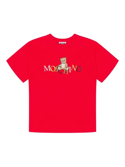 Moschino Kids' Bear Graphic T-shirt In Red