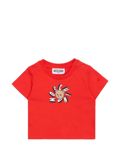 Moschino Babies' Bear Graphic T-shirt In Red