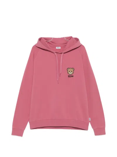 Moschino Relaxed Fit Hoodie With Teddy Bear Graphic In Pink