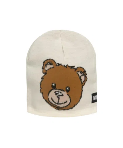 Moschino Bear Knitted Hat In Brown