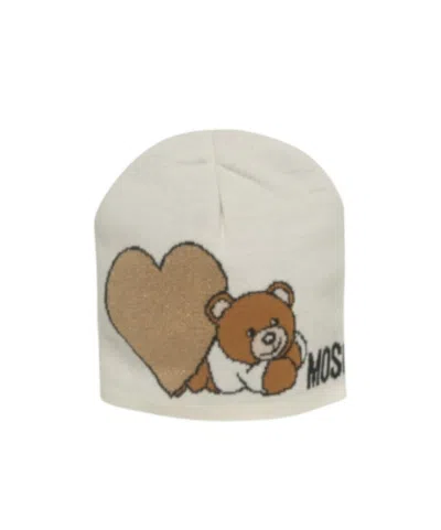 Moschino Bear Knitted Hat In White