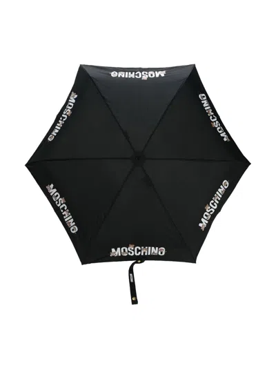 Moschino Bear Logo Box Supermini Umbrella In Black