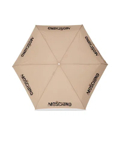 Moschino Bear Logo Box Supermini Umbrella In Neutral