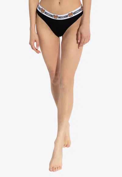 Moschino Logo Waistband 2 Pack Boxers In Black