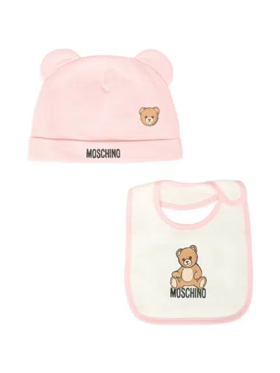 Moschino Babies' Bear-logo Hat Bib Set In Multi