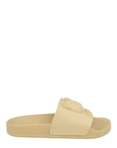 Moschino Bear Logo Pool Slides Woman Sandals Beige Size 8 Thermoplastic Polyurethane In Neutral