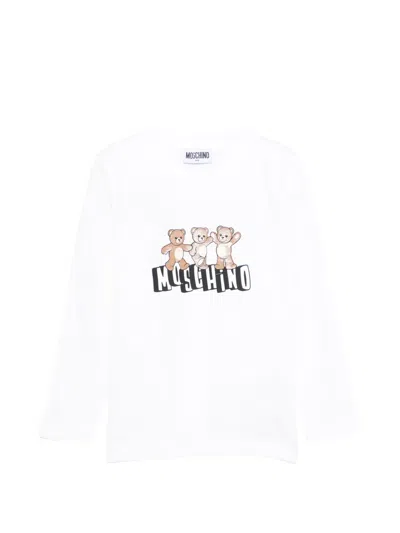 Moschino Kids' Bear Logo Top In White