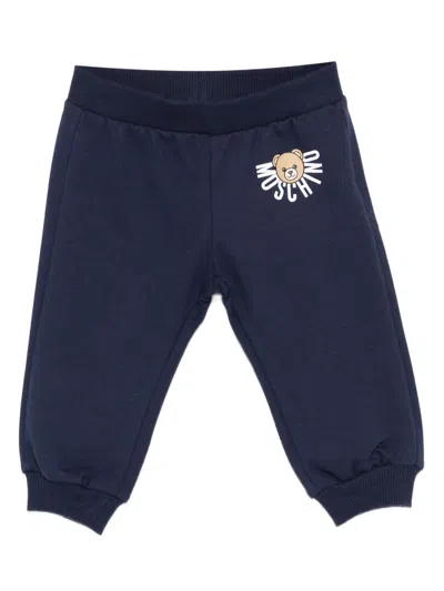Moschino Babies' Bear-logo Track Pants In Blue