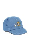 Moschino Baby Teddy Bear Cap With Ears In Blue