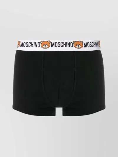 Moschino Bear Motif Elastic Waistband Hosiery In Black