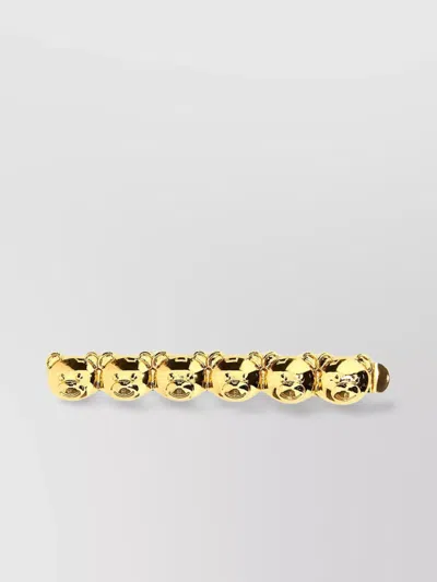 Moschino 'bear' Motif Hair Pin With Gold-tone Finish In Yellow