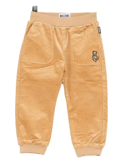 Moschino Kids' Bear Motif Pants In Yellow
