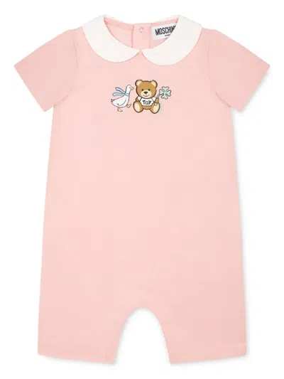 Moschino Babies' Bear Motif Romper In Pink