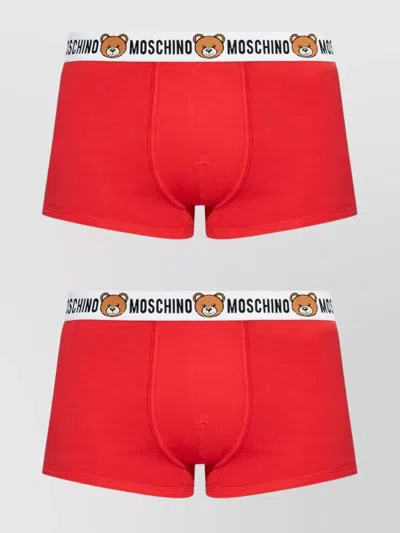 Moschino Bear Motif Stretch-design Hosiery In Red