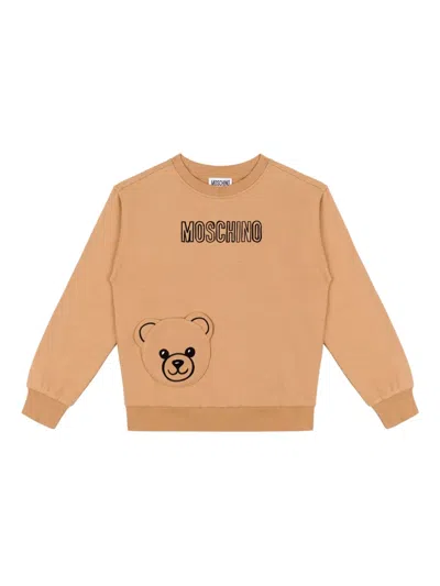 Moschino Kids' Bear Motif Sweatshirt In Neutral