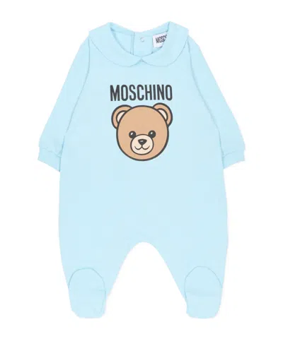Moschino Kids' Bear Print Bodysuit In Blue