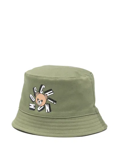 Moschino Babies' Bear-print Bucket Hat In Green