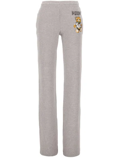 Moschino Grey Cotton Joggers With Teddy Bear Print