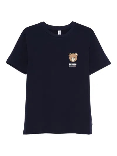 Moschino Bear-print Crew-neck T-shirt In Black