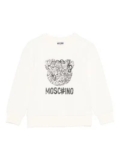 Moschino Kids' Bear-print Long-sleeve Sweatshirt In White