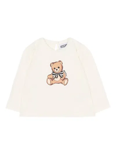 Moschino Babies' Bear-print Long-sleeved T-shirt In Neutral