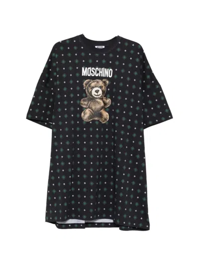 Moschino Bear-print Mini Dress In Black