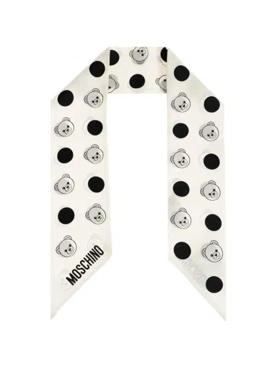 Moschino Bear-print Scarf In White