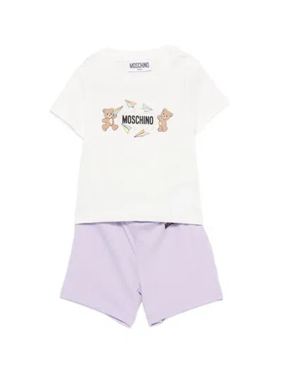 Moschino Babies' Bear-print Shors Set (set Of Two) In White
