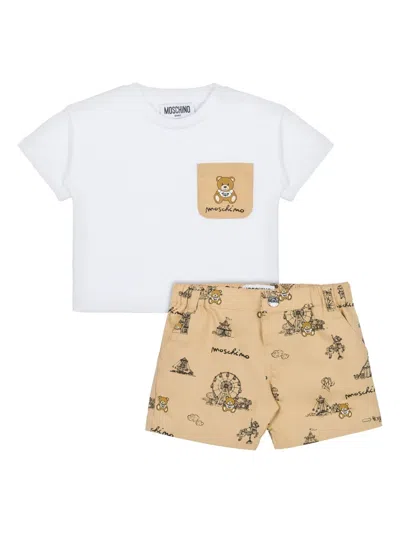 Moschino Babies' Bear-print Short Set In White