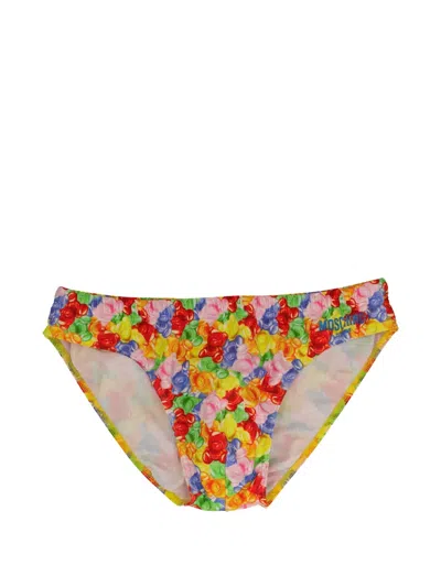 Pre-owned Moschino Bear-print Swim Trunks In Yellow